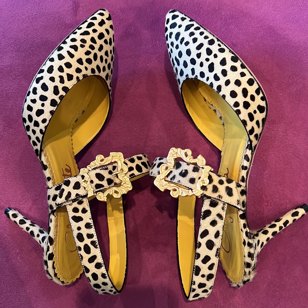NWOT Charlotte Olympia Cheetah Print Calf Hair Stiletto Heels EU 37.5